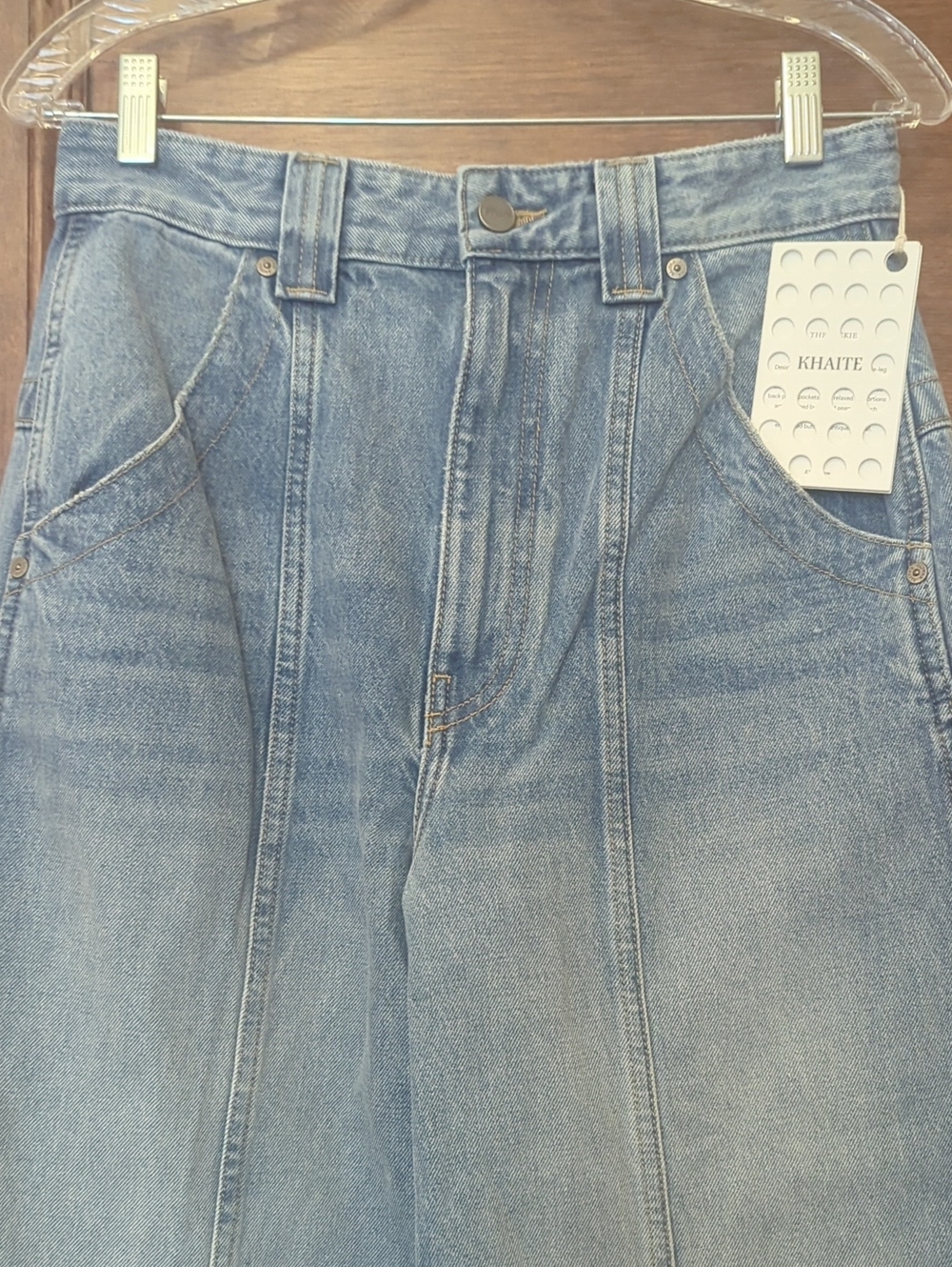 NWT KHAITE Jackie Wide-Leg Jeans | Bryce Wash | Low Rise | 100% Cotton | Size 25 - Picture 2 of 7